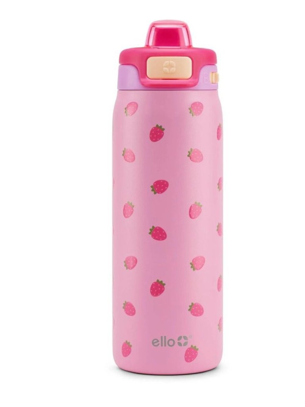Ello Kids 18 Oz Pink Strawberry BPA-Free Locking Lid Water Bottle
